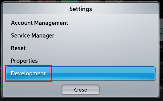 settings menu